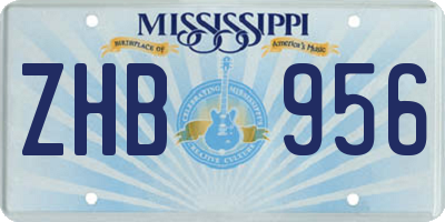 MS license plate ZHB956