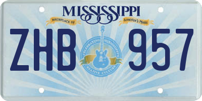 MS license plate ZHB957