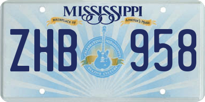 MS license plate ZHB958