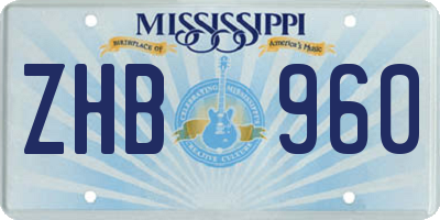 MS license plate ZHB960