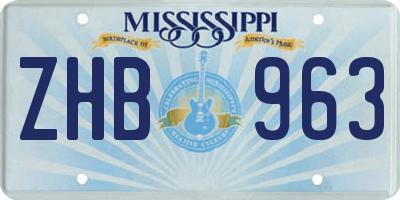MS license plate ZHB963