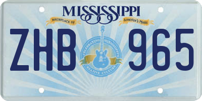 MS license plate ZHB965