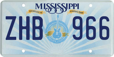 MS license plate ZHB966