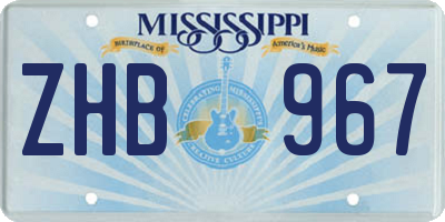 MS license plate ZHB967