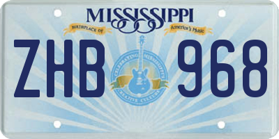 MS license plate ZHB968