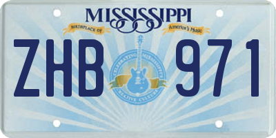 MS license plate ZHB971