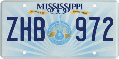 MS license plate ZHB972