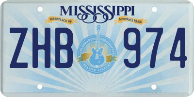 MS license plate ZHB974