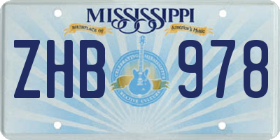 MS license plate ZHB978