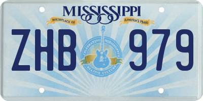 MS license plate ZHB979