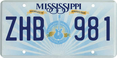 MS license plate ZHB981