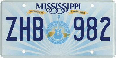 MS license plate ZHB982
