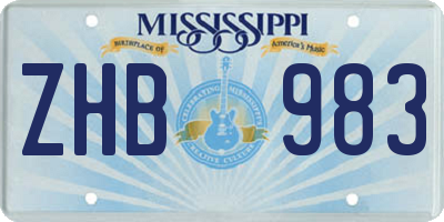 MS license plate ZHB983