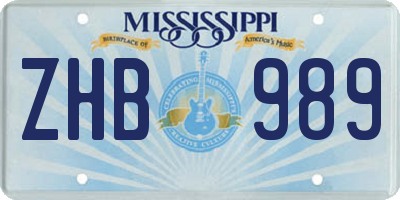 MS license plate ZHB989