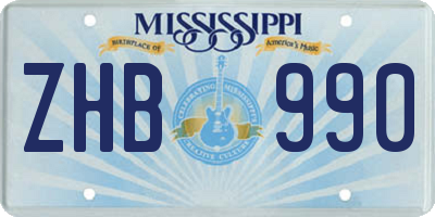 MS license plate ZHB990