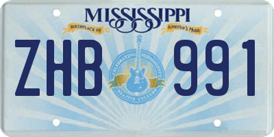 MS license plate ZHB991