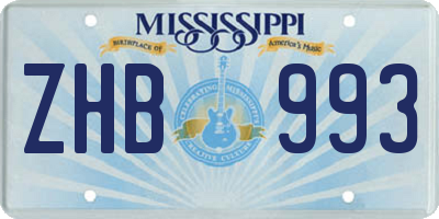 MS license plate ZHB993
