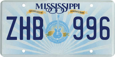 MS license plate ZHB996