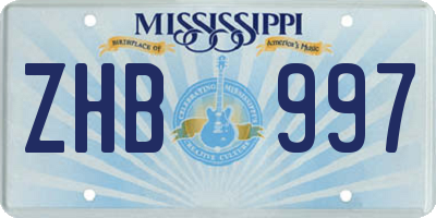 MS license plate ZHB997