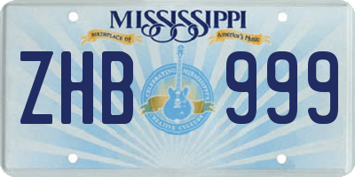 MS license plate ZHB999