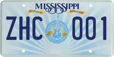 MS license plate ZHC001