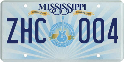 MS license plate ZHC004