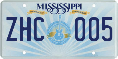 MS license plate ZHC005