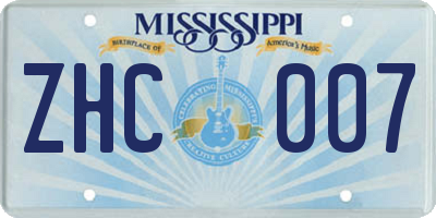MS license plate ZHC007
