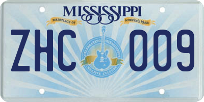 MS license plate ZHC009