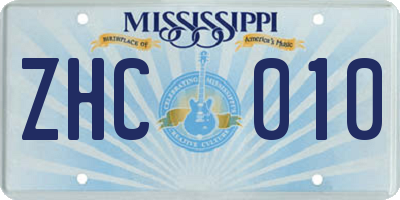 MS license plate ZHC010