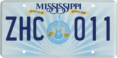 MS license plate ZHC011