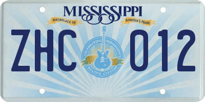 MS license plate ZHC012