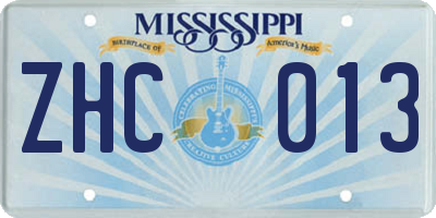 MS license plate ZHC013