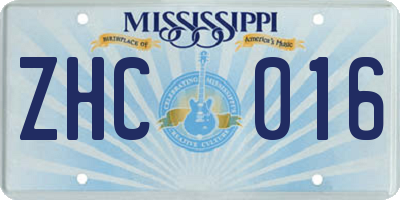 MS license plate ZHC016