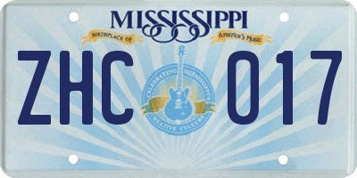 MS license plate ZHC017