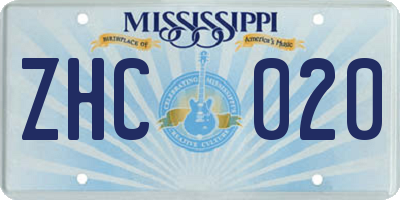 MS license plate ZHC020