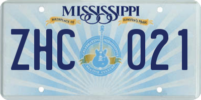 MS license plate ZHC021