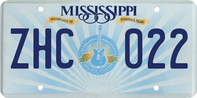 MS license plate ZHC022
