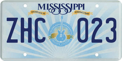 MS license plate ZHC023