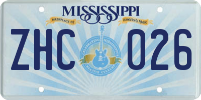 MS license plate ZHC026