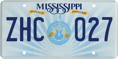 MS license plate ZHC027