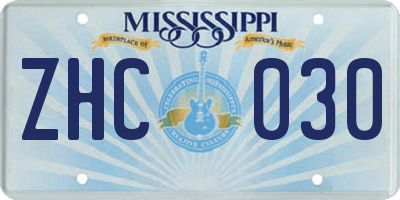 MS license plate ZHC030