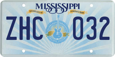 MS license plate ZHC032