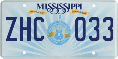 MS license plate ZHC033