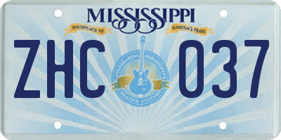 MS license plate ZHC037