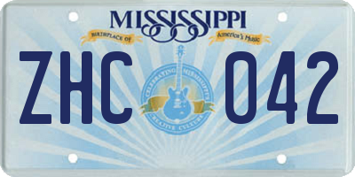 MS license plate ZHC042