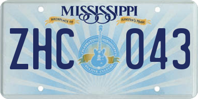 MS license plate ZHC043