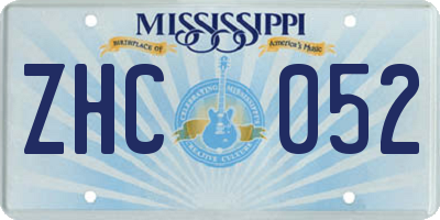 MS license plate ZHC052