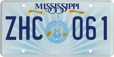 MS license plate ZHC061