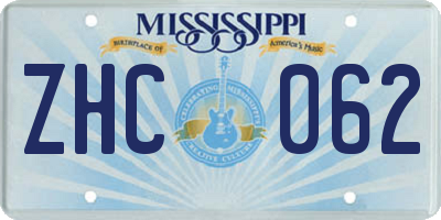 MS license plate ZHC062